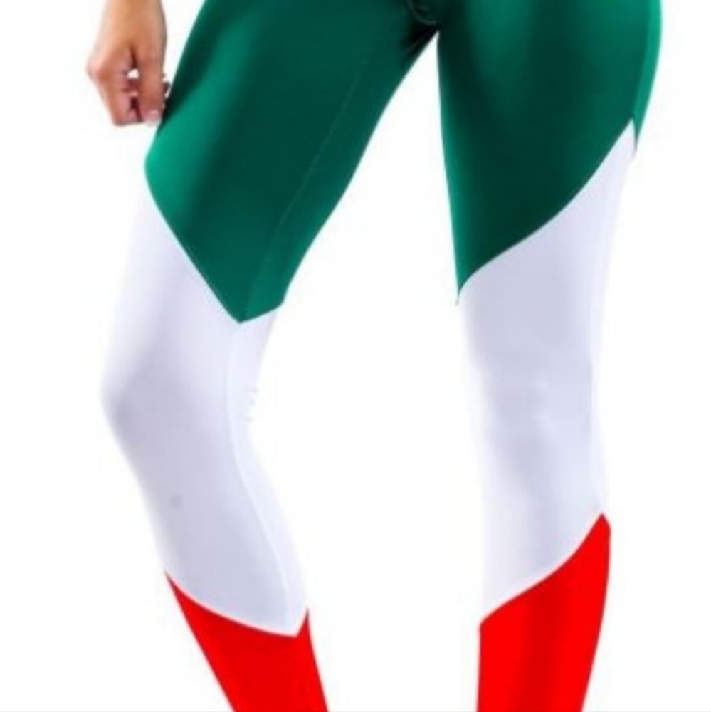 NWT Women's Tipsy Elves Size Large Mexico Leggings Red Green White